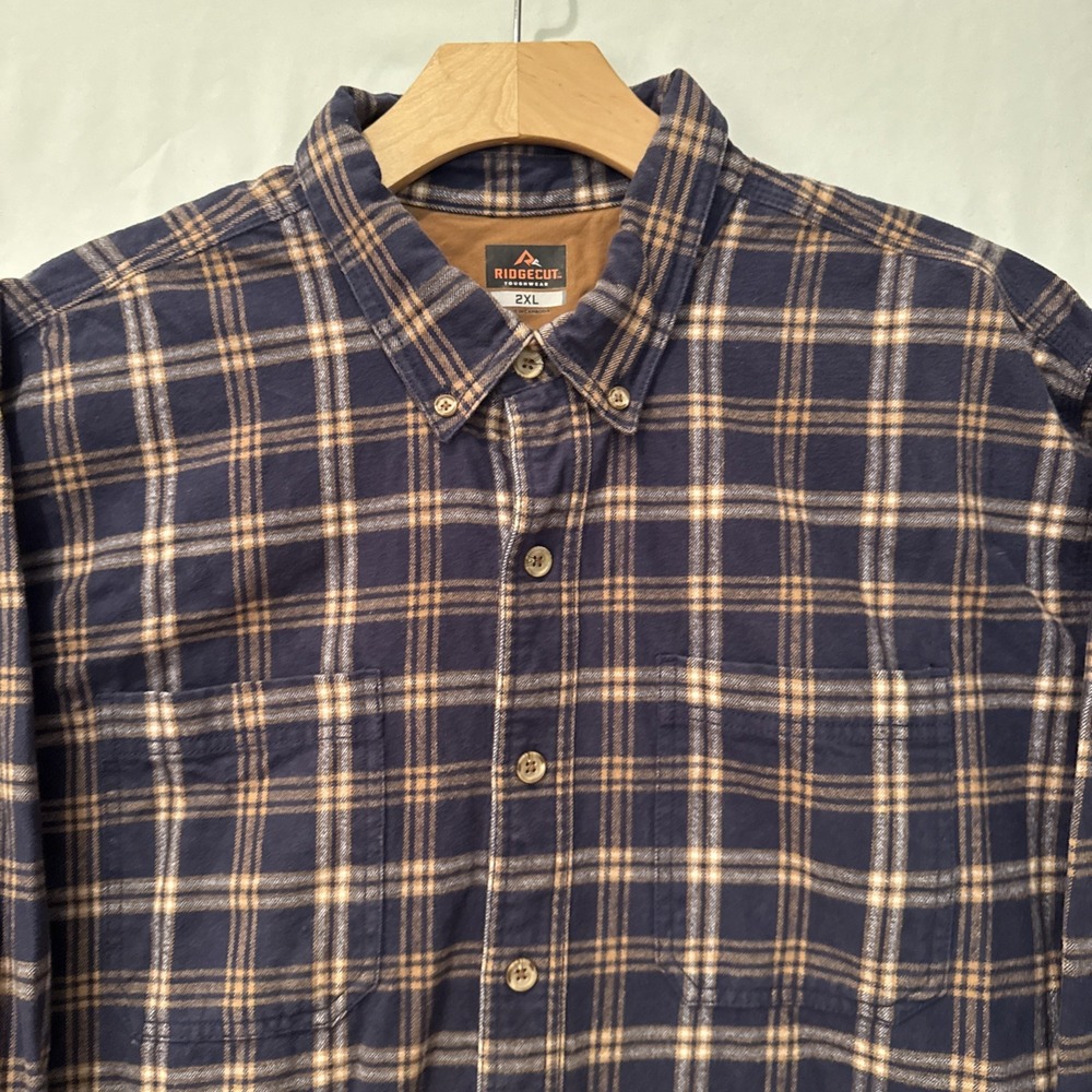 Ridgecut Toughwear Mens Heavyweight Flannel Shirt 2XL Black/Tan PLAID